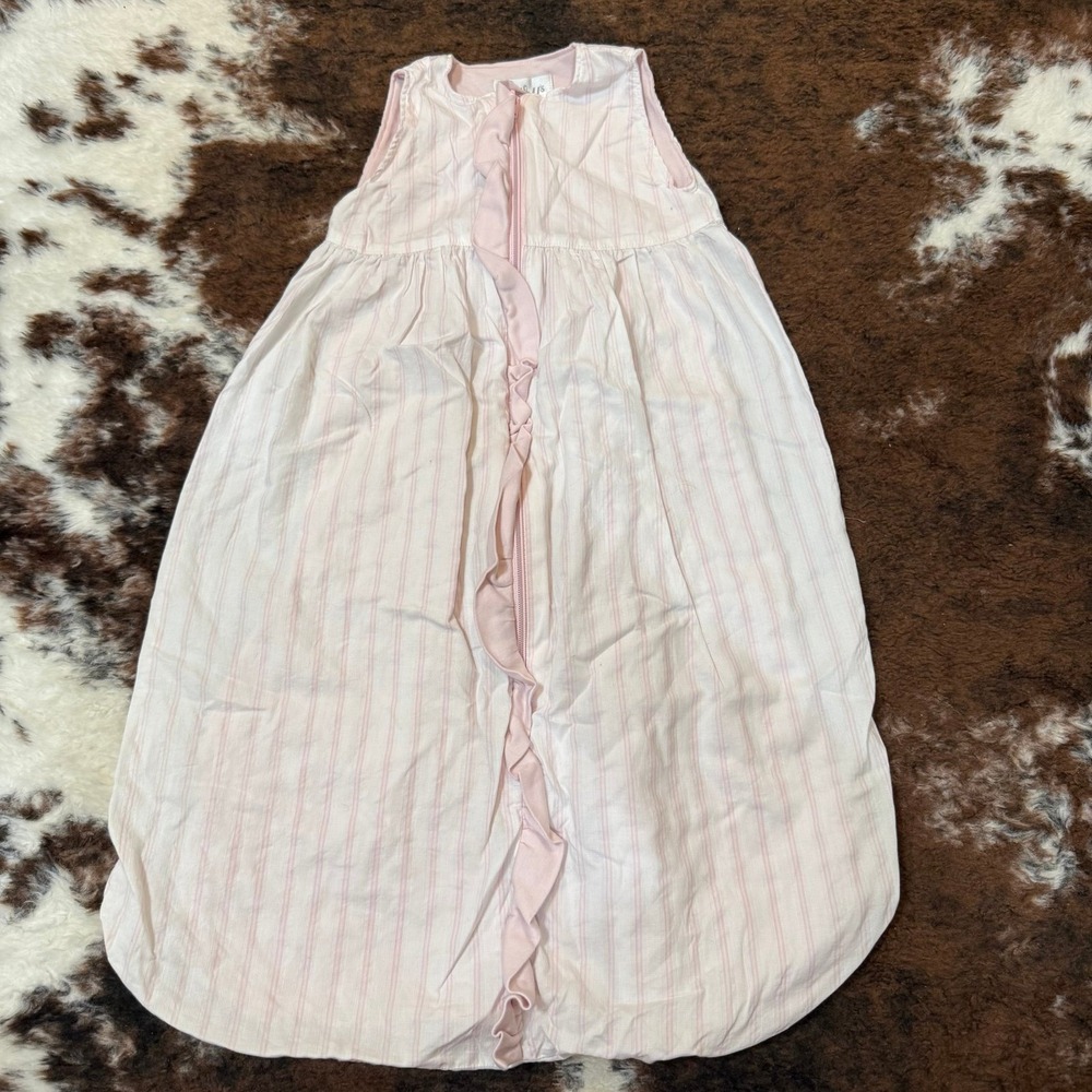 Cary's closet boutique smocked sleep sack pink white stripe size newborn